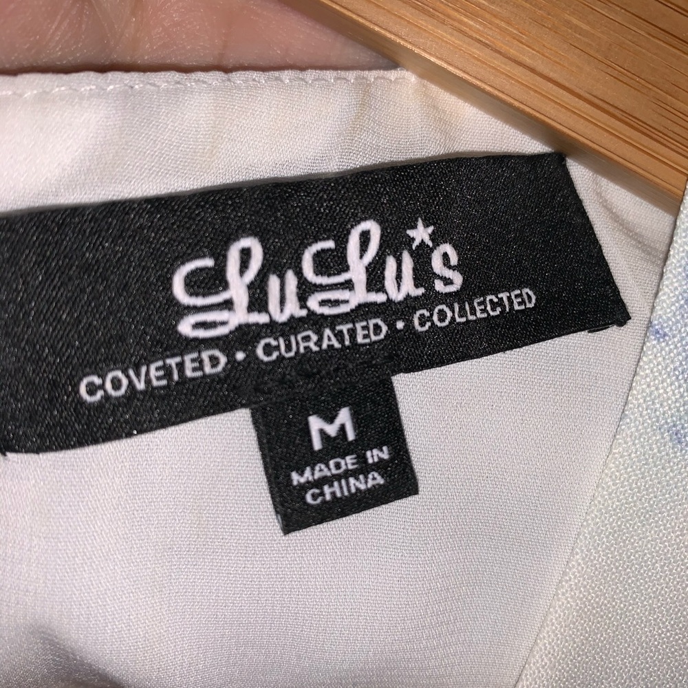 Lulus Seeing Chic Blue and Ivory Print Skater - Picture 5 of 6